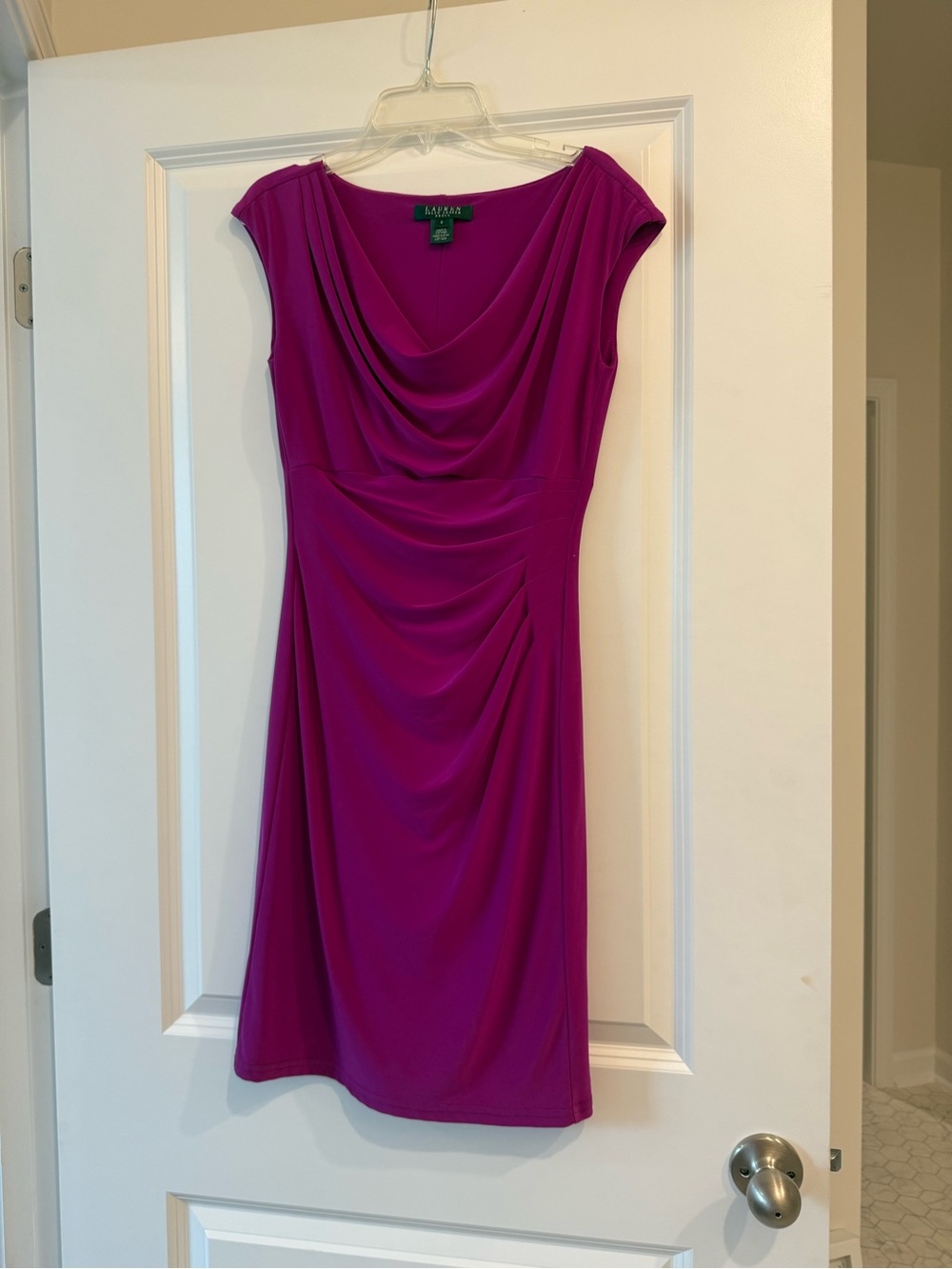 Lauren Ralph Lauren Magenta Cowl Neck Sheath Dress